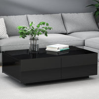 Thumbnail for Artiss Modern Coffee Table 4 Storage Drawers High Gloss Living Room Furniture Black