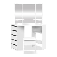 Thumbnail for Artiss Corner Dressing Table With Mirror Stool White Mirrors Makeup Tables Chair