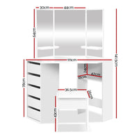 Thumbnail for Artiss Corner Dressing Table With Mirror Stool White Mirrors Makeup Tables Chair