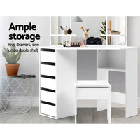 Thumbnail for Artiss Corner Dressing Table With Mirror Stool White Mirrors Makeup Tables Chair