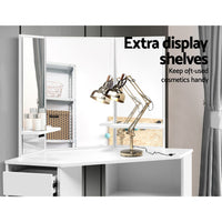 Thumbnail for Artiss Corner Dressing Table With Mirror Stool White Mirrors Makeup Tables Chair