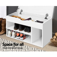 Thumbnail for Artiss Shoe Cabinet Bench Shoes Organiser Storage Rack Shelf White Cupboard Box