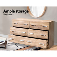 Thumbnail for Artiss 6 Chest of Drawers Cabinet Dresser Table Tallboy Lowboy Storage Wood