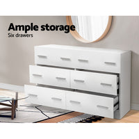 Thumbnail for Artiss 6 Chest of Drawers Cabinet Dresser Tallboy Lowboy Storage Bedroom White