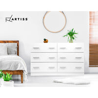 Thumbnail for Artiss 6 Chest of Drawers Cabinet Dresser Tallboy Lowboy Storage Bedroom White