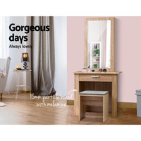 Thumbnail for Artiss Dressing Table Mirror Stool Mirror Jewellery Cabinet Makeup Storage Wood