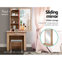 Thumbnail for Artiss Dressing Table Mirror Stool Mirror Jewellery Cabinet Makeup Storage Wood