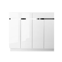 Thumbnail for Artiss 120cm Shoe Cabinet Shoes Storage Rack High Gloss Cupboard White Drawers