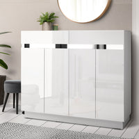 Thumbnail for Artiss 120cm Shoe Cabinet Shoes Storage Rack High Gloss Cupboard White Drawers