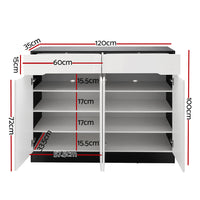 Thumbnail for Artiss 120cm Shoe Cabinet Shoes Storage Rack High Gloss Cupboard Shelf Drawers