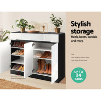 Thumbnail for Artiss 120cm Shoe Cabinet Shoes Storage Rack High Gloss Cupboard Shelf Drawers