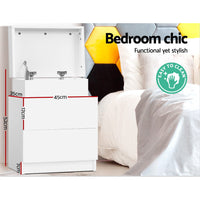 Thumbnail for Artiss Bedside Tables 2 Drawers Side Table Storage Nightstand White Bedroom Wood