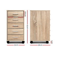 Thumbnail for 5 Drawer Filing Cabinet Storage Drawers Wood Study Office School File Cupboard