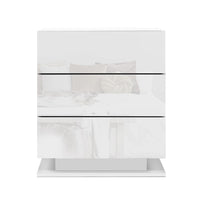 Thumbnail for Artiss Bedside Tables Side Table RGB LED Lamp 3 Drawers Nightstand Gloss White