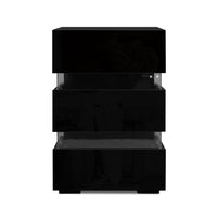 Thumbnail for Artiss Bedside Table Side Unit RGB LED Lamp 3 Drawers Nightstand Gloss Furniture Black