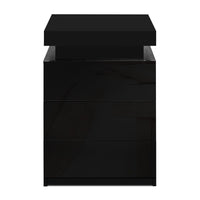 Thumbnail for Artiss Bedside Tables Side Table 3 Drawers RGB LED High Gloss Nightstand Black