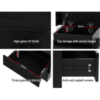 Thumbnail for Artiss Bedside Tables Side Table 3 Drawers RGB LED High Gloss Nightstand Black