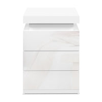 Thumbnail for Artiss Bedside Tables Side Table 3 Drawers RGB LED High Gloss Nightstand White