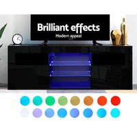 Thumbnail for Artiss TV Cabinet Entertainment Unit Stand RGB LED Gloss Furniture 160cm Black