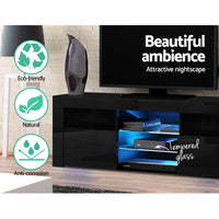 Thumbnail for Artiss TV Cabinet Entertainment Unit Stand RGB LED Gloss Furniture 160cm Black