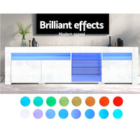 Thumbnail for Artiss TV Cabinet Entertainment Unit Stand RGB LED Gloss 3 Doors 180cm White