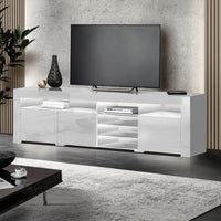 Thumbnail for Artiss TV Cabinet Entertainment Unit Stand RGB LED Gloss 3 Doors 180cm White