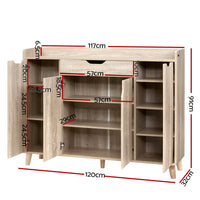 Thumbnail for Artiss Shoe Cabinet Shoes Storage Rack 120cm Organiser Drawer Cupboard Wood