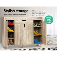 Thumbnail for Artiss Shoe Cabinet Shoes Storage Rack 120cm Organiser Drawer Cupboard Wood