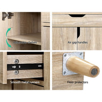 Thumbnail for Artiss Shoe Cabinet Shoes Storage Rack 120cm Organiser Drawer Cupboard Wood