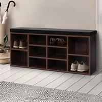 Thumbnail for Artiss Shoe Cabinet Bench Shoes Storage Rack Organiser Shelf Cupboard Box Walnut