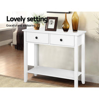 Thumbnail for Hallway Console Table Hall Side Entry 2 Drawers Display White Desk Furniture