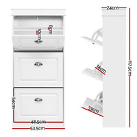 Thumbnail for Artiss Shoe Cabinet 18 Pairs 3-tier White Sena