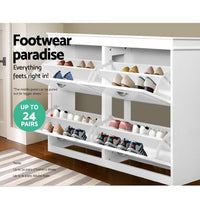 Thumbnail for Artiss Shoe Cabinet Shoes Storage Rack Organiser White Shelf Drawer Cupboard 24 Pairs