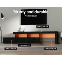 Thumbnail for Artiss TV Cabinet Entertainment Unit Stand RGB LED Gloss Furniture 215cm Black