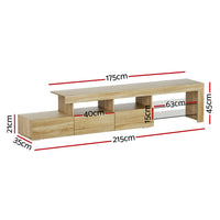 Thumbnail for Artiss TV Cabinet Entertainment Unit Stand RGB LED Gloss Furniture 215cm Wood