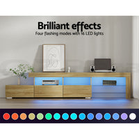 Thumbnail for Artiss TV Cabinet Entertainment Unit Stand RGB LED Gloss Furniture 215cm Wood