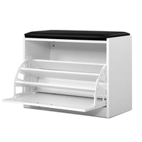 Thumbnail for Artiss Shoe Cabinet Bench Shoes Storage Rack Organiser Drawer White 15 Pairs