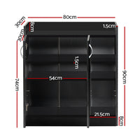 Thumbnail for Artiss 2 Doors Shoe Cabinet Storage Cupboard - Black