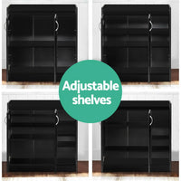 Thumbnail for Artiss 2 Doors Shoe Cabinet Storage Cupboard - Black