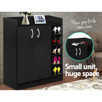 Thumbnail for Artiss 2 Doors Shoe Cabinet Storage Cupboard - Black