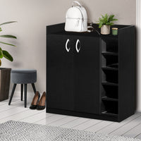 Thumbnail for Artiss 2 Doors Shoe Cabinet Storage Cupboard - Black