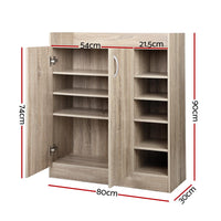 Thumbnail for Artiss 2 Doors Shoe Cabinet Storage Cupboard - Wood