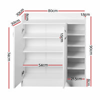 Thumbnail for Artiss 2 Doors Shoe Cabinet Storage Cupboard - White