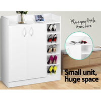 Thumbnail for Artiss 2 Doors Shoe Cabinet Storage Cupboard - White