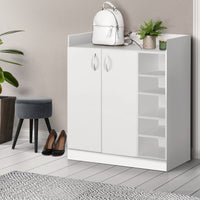 Thumbnail for Artiss 2 Doors Shoe Cabinet Storage Cupboard - White