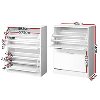 Thumbnail for Artiss 2 Door Shoe Cabinet - White