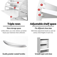 Thumbnail for Artiss 2 Door Shoe Cabinet - White