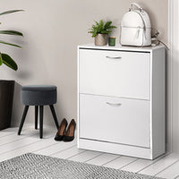 Thumbnail for Artiss 2 Door Shoe Cabinet - White