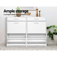 Thumbnail for Artiss 36 Pairs Shoe Cabinet Rack Organisers Storage Shelf Drawer Cupboard White