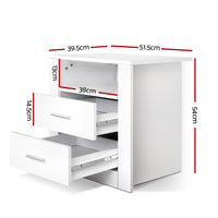 Thumbnail for Artiss Bedside Tables Drawers Storage Cabinet Drawers Side Table White